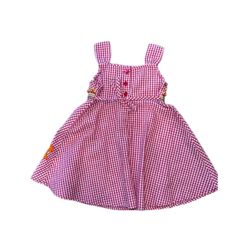 Youngland Toddler Girls Pink Gingham Ruffle Dress | Size 3T